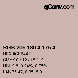 カラーコード: RGB 206 180.4 175.4 | qconv.com