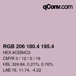 カラーコード: RGB 206 180.4 195.4 | qconv.com