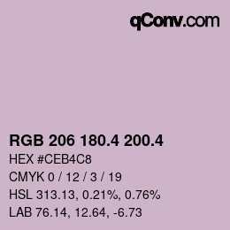 カラーコード: RGB 206 180.4 200.4 | qconv.com