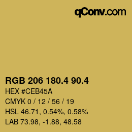 カラーコード: RGB 206 180.4 90.4 | qconv.com