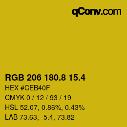 カラーコード: RGB 206 180.8 15.4 | qconv.com