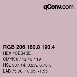 カラーコード: RGB 206 180.8 190.4 | qconv.com