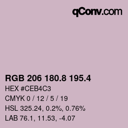 カラーコード: RGB 206 180.8 195.4 | qconv.com