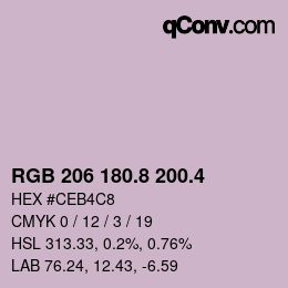 カラーコード: RGB 206 180.8 200.4 | qconv.com
