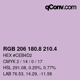 カラーコード: RGB 206 180.8 210.4 | qconv.com