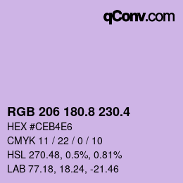 カラーコード: RGB 206 180.8 230.4 | qconv.com