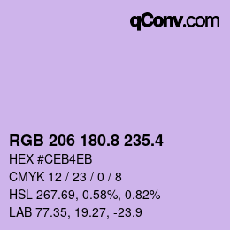 カラーコード: RGB 206 180.8 235.4 | qconv.com