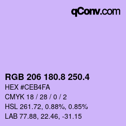 カラーコード: RGB 206 180.8 250.4 | qconv.com