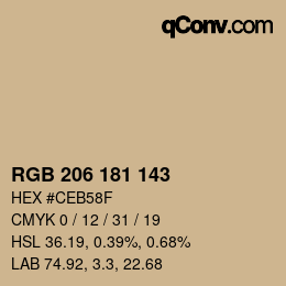 カラーコード: RGB 206 181 143 | qconv.com
