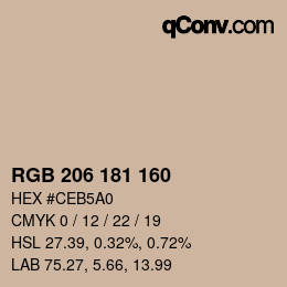 Color code: RGB 206 181 160 | qconv.com