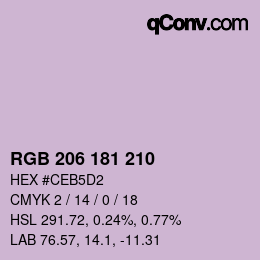 Color code: RGB 206 181 210 | qconv.com