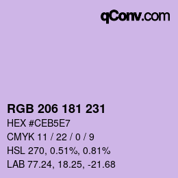 Color code: RGB 206 181 231 | qconv.com