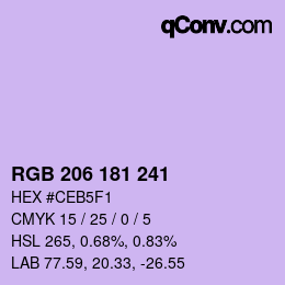 Código de color: RGB 206 181 241 | qconv.com