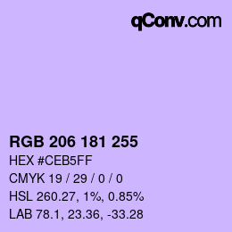 Color code: RGB 206 181 255 | qconv.com