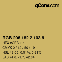 カラーコード: RGB 206 182.2 103.6 | qconv.com