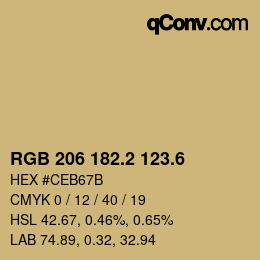 カラーコード: RGB 206 182.2 123.6 | qconv.com