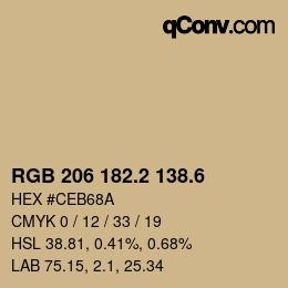 カラーコード: RGB 206 182.2 138.6 | qconv.com