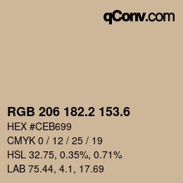 カラーコード: RGB 206 182.2 153.6 | qconv.com