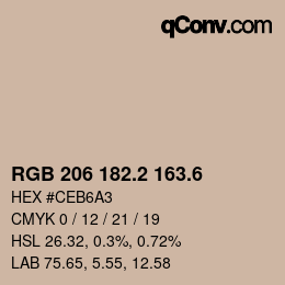 カラーコード: RGB 206 182.2 163.6 | qconv.com