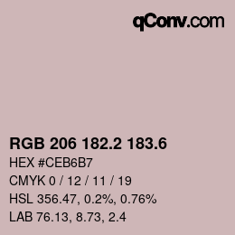 カラーコード: RGB 206 182.2 183.6 | qconv.com