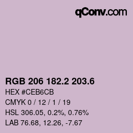 カラーコード: RGB 206 182.2 203.6 | qconv.com