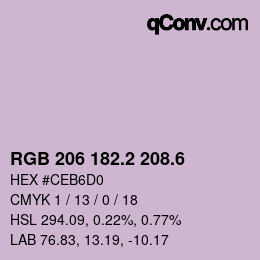カラーコード: RGB 206 182.2 208.6 | qconv.com