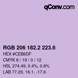 カラーコード: RGB 206 182.2 223.6 | qconv.com