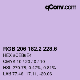 カラーコード: RGB 206 182.2 228.6 | qconv.com