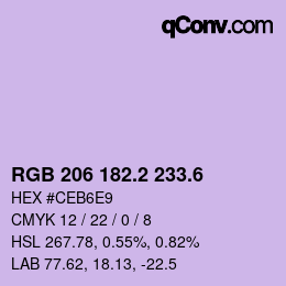 カラーコード: RGB 206 182.2 233.6 | qconv.com