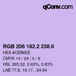 カラーコード: RGB 206 182.2 238.6 | qconv.com