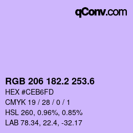 カラーコード: RGB 206 182.2 253.6 | qconv.com