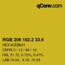 カラーコード: RGB 206 182.2 33.6 | qconv.com