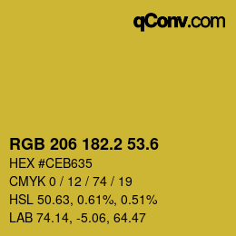 カラーコード: RGB 206 182.2 53.6 | qconv.com