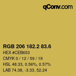 カラーコード: RGB 206 182.2 83.6 | qconv.com