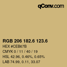カラーコード: RGB 206 182.6 123.6 | qconv.com
