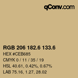 カラーコード: RGB 206 182.6 133.6 | qconv.com