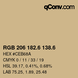 カラーコード: RGB 206 182.6 138.6 | qconv.com