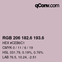 カラーコード: RGB 206 182.6 193.6 | qconv.com