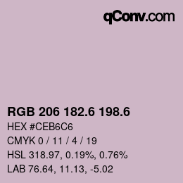 カラーコード: RGB 206 182.6 198.6 | qconv.com