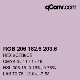 カラーコード: RGB 206 182.6 203.6 | qconv.com