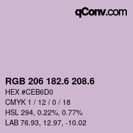 カラーコード: RGB 206 182.6 208.6 | qconv.com