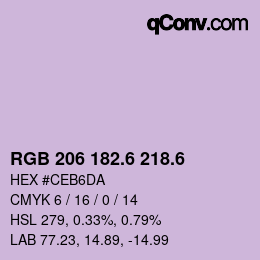 カラーコード: RGB 206 182.6 218.6 | qconv.com