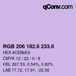 カラーコード: RGB 206 182.6 233.6 | qconv.com