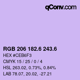 カラーコード: RGB 206 182.6 243.6 | qconv.com
