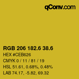 カラーコード: RGB 206 182.6 38.6 | qconv.com
