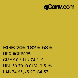 カラーコード: RGB 206 182.6 53.6 | qconv.com