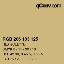 Color code: RGB 206 183 125 | qconv.com