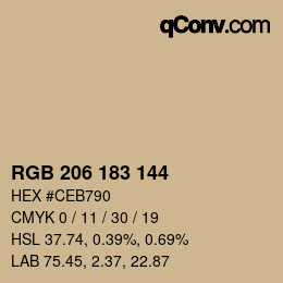 カラーコード: RGB 206 183 144 | qconv.com