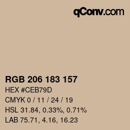 Farbcode: RGB 206 183 157 | qconv.com