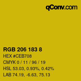 カラーコード: RGB 206 183 8 | qconv.com